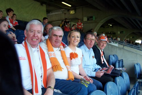 Joe Corr, Joe Nugent, Olivia Corr, Kevin Fox, Simon Donnelly before the All-Ireland semi-final between Armagh and Dublin