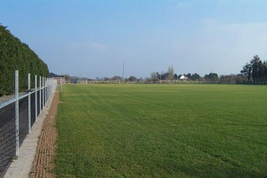 View of the pitch and dugouts, taken from R. Blackwater end.