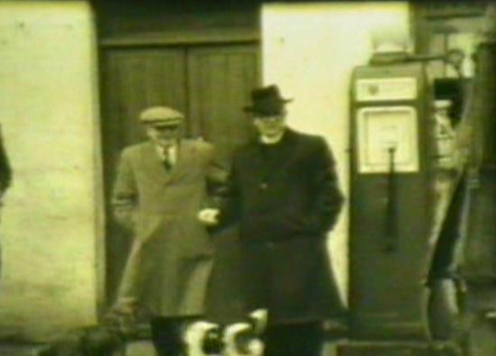 Tommy Mackle (left) and Fr. William McKnight (right) outside Maghery Hotel.