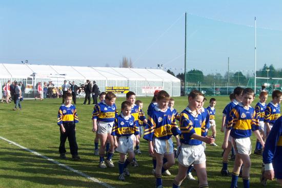 St. John's Band, Portadown lead Maghery youth players in a parade before the game.