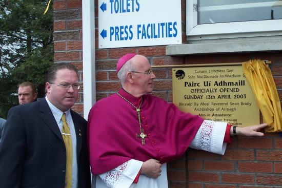 John Robinson Maghery GFC chairman(left) and Most Reverend Sean Brady Archbishop of Armagh