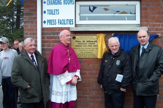 John OReilly Ulster GAA President, Most Reverend Sean Brady Archbishop of Armagh, Joe Jordan Armagh County Board and Peter Quinn former GAA President